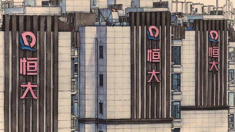 Logotipos do China Evergrande Group em prédios de apartamentos em Nanjing, província de Jiangsu, em 25 de agosto de 2025 (Foto: Reprodução)