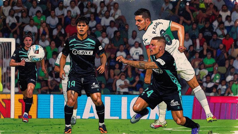 Ruibal, autor do gol do Betis, tenta controlar o balón diante de Bigas. (Foto: AFP7 via Europa Press)