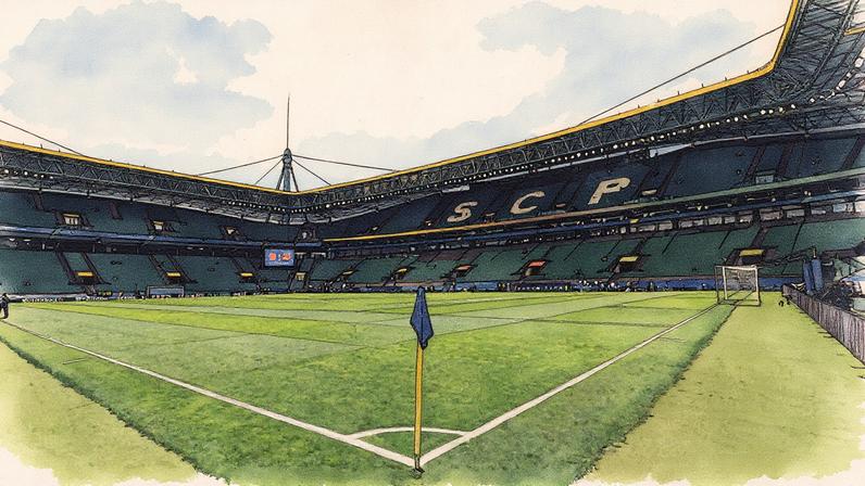 Estádio Jose Alvalade, em Lisboa, durante a partida entre Sporting e Porto (Foto: Reprodução)