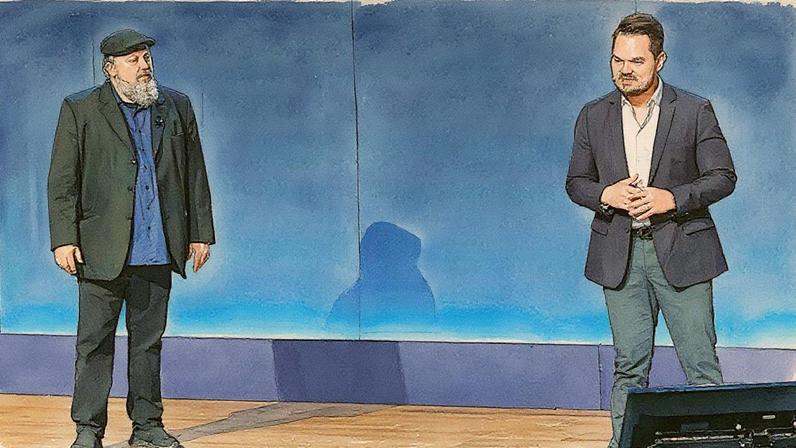 Patrick Hevesi e Oscar Isaka, do Gartner, durante a abertura da conferência sobre segurança e gestão de risco (Foto: reprodução)
