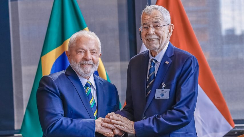 Lula e Alexander Van der Bellen em encontro em Nova York (Foto: Ricardo Stuckert)