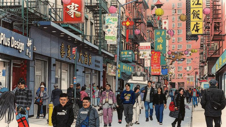 Pessoas caminham na região de Chinatown em Nova York, nos Estados Unidos (Foto: Kylie Cooper-14.abr.25/Reuters)