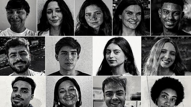 Victor Vieira Martins, Stefanie Oliveira, Sofia Herrero Seligmann, Mariana Zaia e Hyago Bandeira; na segunda: Luis Eduardo de Sousa, João Vitor Kawada, Luísa Monte e Gabriela Ferrari; na terceira: Bruno Nézio, Bárbara Sá, André Fleury e Amanda Prudenciana Mota (Foto: Reprodução)