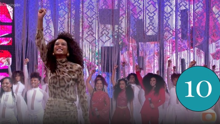 Nota 10: a homenagem a Taís Araujo no 'Domingão com Huck' (Foto: Reprodução/TV Globo)