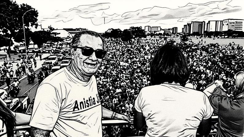 Pastor Silas Malafaia participa de manifestação pró-anistia em Brasília (Foto: Reprodução)