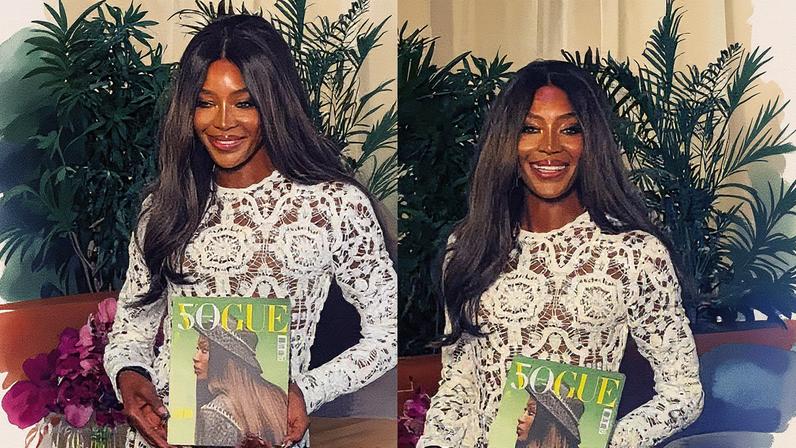 Naomi Campbell no evento da Vogue, no restaurante L’Avenue (Foto: Reprodução/Instagram)
