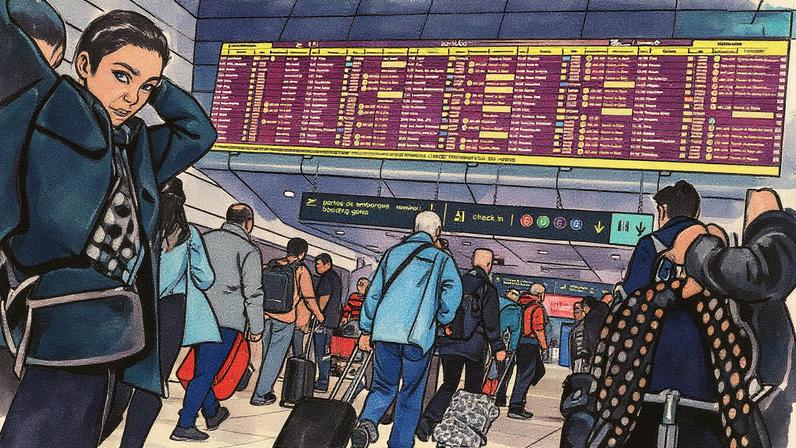 Passageiros observam painel dos voos no aeroporto de Lisboa (Foto: Patrícia de Melo Moreira/AFP)