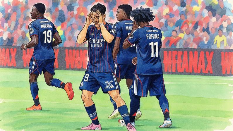 Atacante georgiano Mikautadze faz gol da vitória do Lyon (Foto: Sameer Al-DOUMY / AFP)