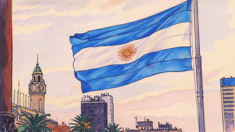 Bandeira da Argentina na Casa Rosada (Foto: Divulgação/Casa Rosada)