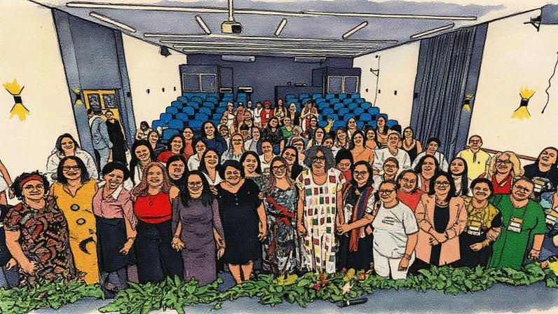 Janja em encontro com mulheres religiosas (Foto: Cláudio Kbene)