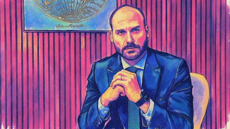 Eduardo Bolsonaro em entrevista para a Revista Veja (Foto: Jason Gilmore/JKP//)