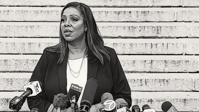 A procuradora-geral de Nova York, Letitia James, fala do lado de fora do Supremo Tribunal de Nova York antes do julgamento civil por fraude empresarial do ex-presidente Donald Trump em 2 de outubro de 2023, em Nova York. (Foto: John Lamparski | AFP | Getty Images)