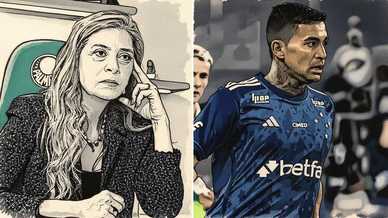 Leila Pereira e Dudu viraram desafetos após o jogador deixar o Palmeiras — Foto: Fotos de Edilson Dantas e Gustavo Aleixo / Cruzeiro