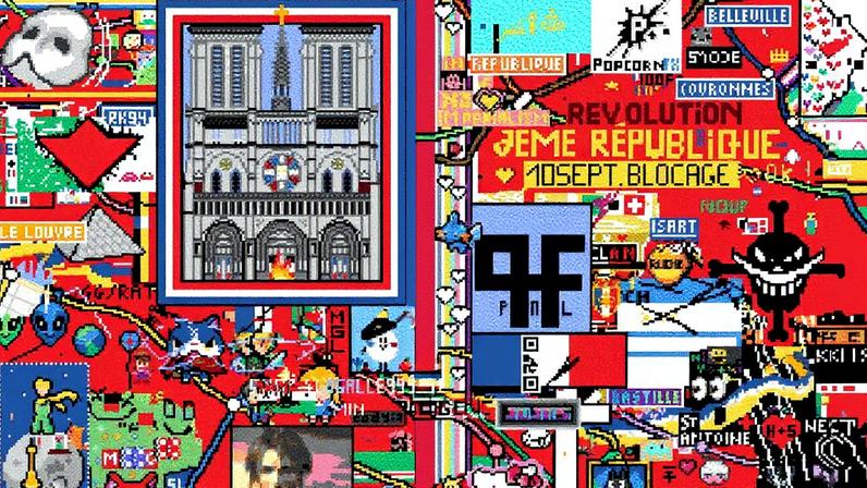 Desenhos sobre os mapas de Paris, Brasília, Sydney, Cairo, Antártida, Xangai e Nova York (Foto: Reprodução)