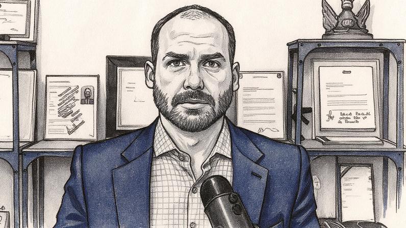 Eduardo Bolsonaro em entrevista ao programa Oeste com Elas nesta sexta-feira (Foto: Reprodução/Redes sociais)