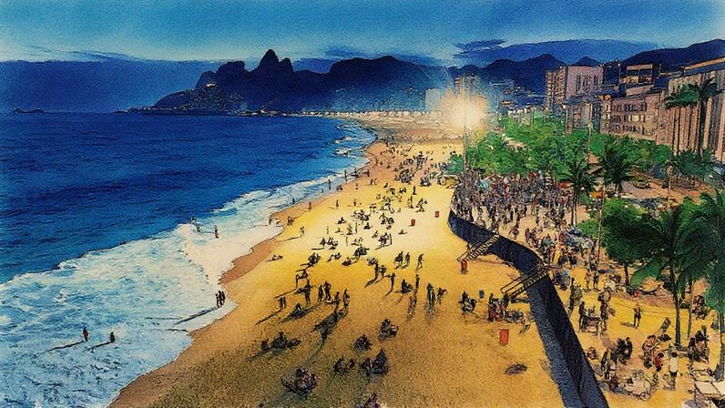 Praia do Arpoador à noite — Foto: Custódio Coimbra/Agência O Globo