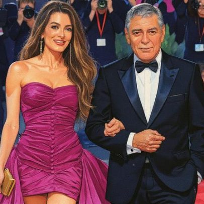 Amal Clooney brilha em fúcsia e revive os anos 80 no tapete vermelho de Veneza