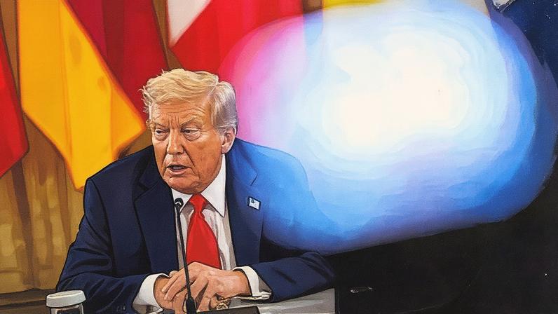 O presidente dos Estados Unidos, Donald Trump, na Casa Branca, na segunda-feira, 18 de agosto de 2025. (Foto: Reprodução)