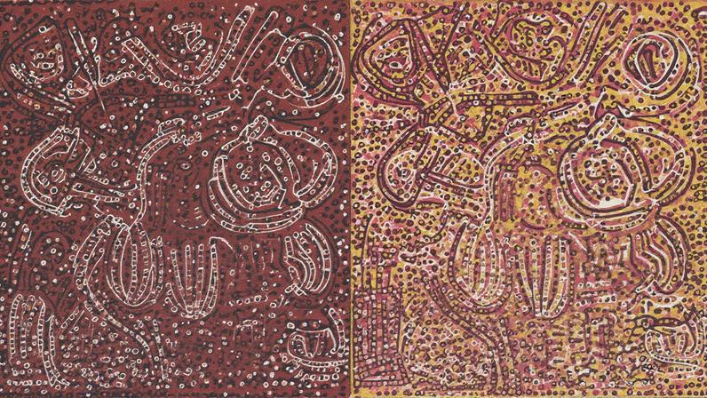 Emily Kam Kngwarray's Ntang Dreaming (1989) © The artist/Copyright Agency; Licensed by DACS 2025 (Foto: The artist/Copyright Agency; Licensed by DACS 2025)