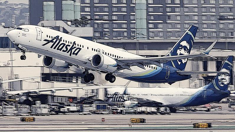 Um Boeing 737 MAX 9 da Alaska Airlines parte do Aeroporto Internacional de Los Angeles com destino a Puerto Vallarta em 19 de setembro de 2024. (Foto: Kevin Carter | Getty Images)