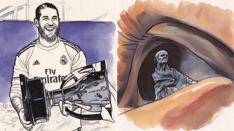 Sergio Ramos anuncia lançamento da música 'Cibeles', com a Fonte de Cibeles refletida em seu olho (Foto: Reprodução)