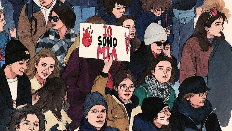 Manifestantes protestam em Roma contra a violência de gênero (Foto: Reprodução)