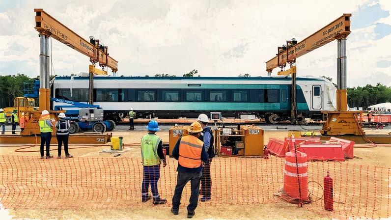 Chegada do primeiro vagão do Trem Maya a Cancún, em 7 de julho de 2023. (Foto: Elizabeth Ruiz/CUARTOSCURO)