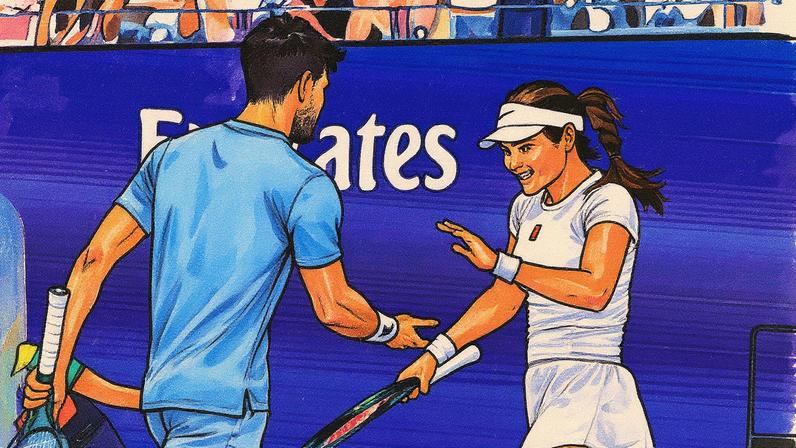 Alcaraz e Raducanu, durante o duplo misto em Nova York. (Foto: DPA via Europa Press)