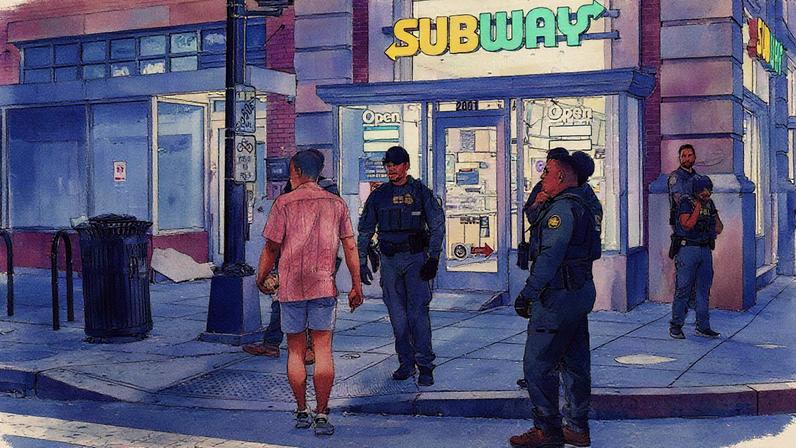 Homem é preso após atirar sanduíche em agente federal em Washington (Foto: Andrew Leyden/Getty Images)