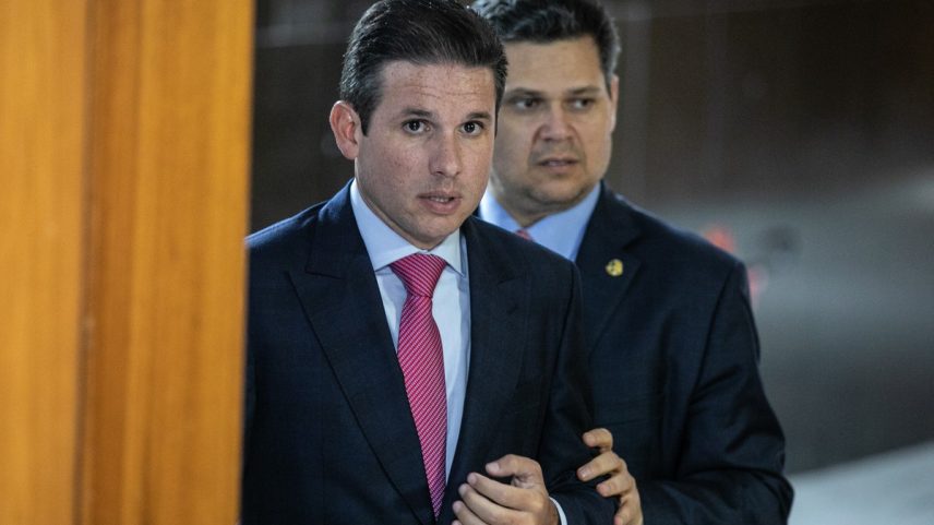 Hugo Motta e Davi Alcolumbre no Planalto (Foto: Brenno Carvalho / Agência O Globo)