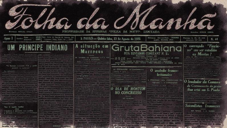 Primeira Página da Folha da Manhã de 13 de agosto de 1925 - Reprodução