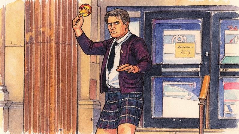 DURO NA QUEDA - Neeson em cena, de saia colegial: tragédia pessoal o fez buscar papéis leves (Foto: Reprodução)