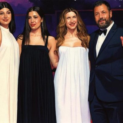 Família de Adam Sandler brilha em tapete vermelho com vestidos coordenados