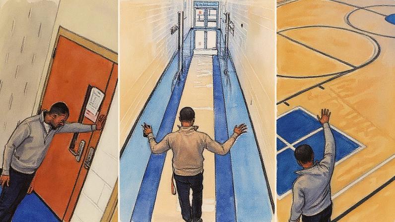 Trell Allen orando na escola. (Foto: Reprodução/Instagram/Christway)