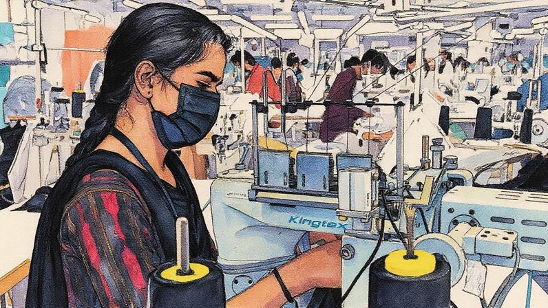 Tiruppur, que contribui com um terço das exportações de vestuário da Índia para marcas dos EUA, está tomada pela ansiedade em relação às tarifas. (Foto: Vishnu Vardhan, BBC News)