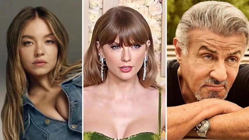 Sydney Sweeney, Taylor Swift e Sylvester Stallone (Foto: Reprodução)