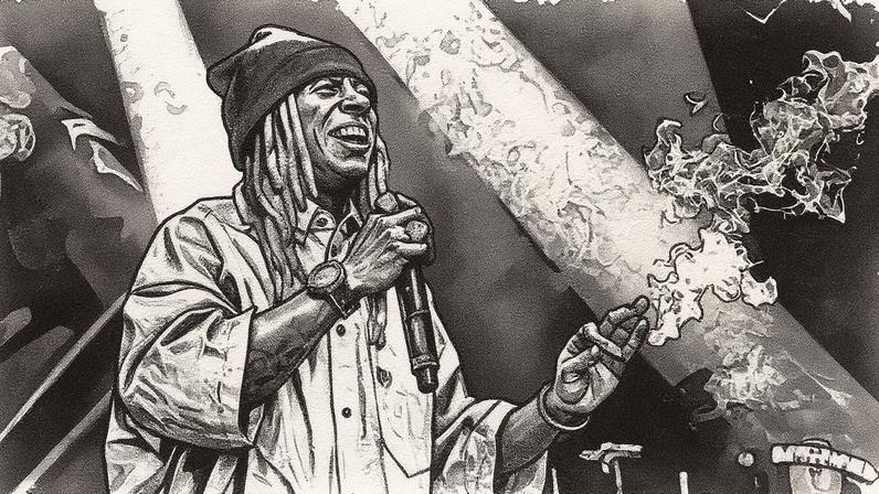 Lil Wayne parabenizou Taylor Swift e Travis Kelce pelo noivado durante um dos shows do rapper. (Foto: Reprodução)