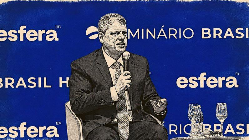 Governador Tarcísio de Freitas (Republicanos) durante o seminário da Esfera Brasil nesta segunda-feira (25), em São Paulo. (Foto: Reprodução/GloboNews)