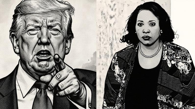Donald Trump e Lisa Cook posam para uma foto em um evento (Foto: Reprodução)