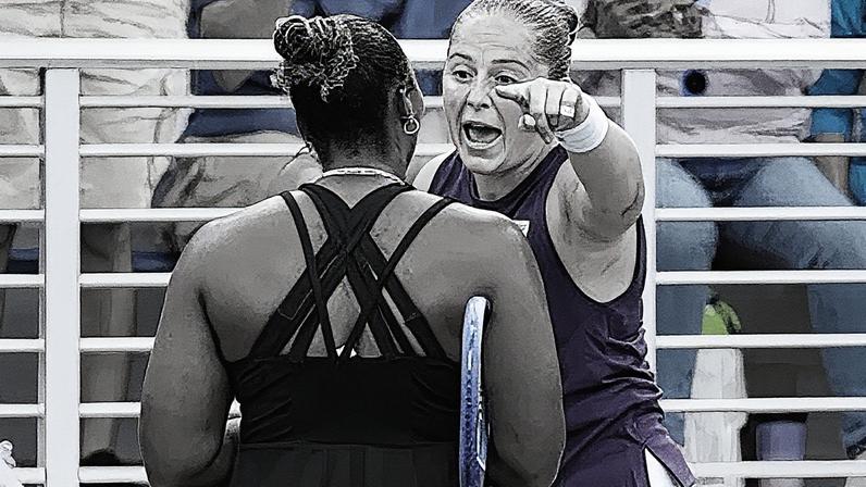 Jelena Ostapenko e Taylor Townsend discutem após partida no US Open (Foto: Reprodução)