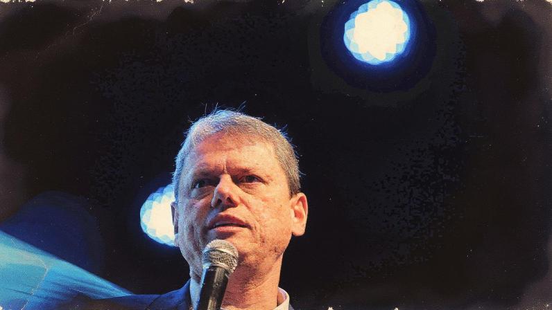 Governador de São Paulo, Tarcísio de Freitas, durante evento para marcar um ano da privatização da Sabesp (Foto: Pablo Jacob/Governo de SP)