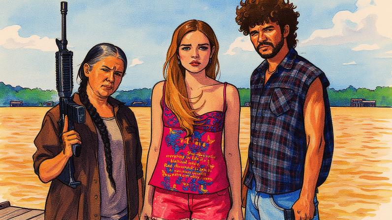Marleyda Soto, Domithila Cattete e Lucas Galvino em cena da minissérie 'Pssica', da Netflix (Foto: Rodrigo Maltchique/Divulgação)