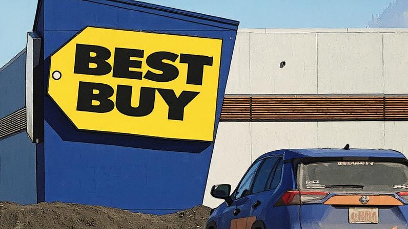 Logo da Best Buy exibido na parte externa de uma loja Best Buy em Edmonton, Alberta, Canadá, em 22 de março de 2025. (Foto: Artur Widak | Nurphoto | Getty Images)