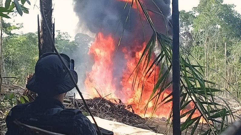Operação que localizou pista em Itamarati, no interior do Amazonas (Foto: SSP/AM)