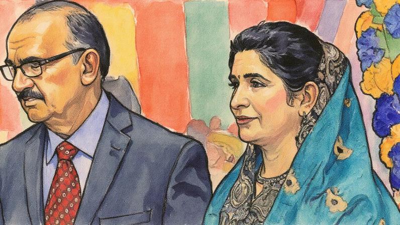 Mamta Pathak (direita) foi condenada à prisão perpétua por matar seu marido Neeraj (esquerda) por eletrocussão (Foto: BBC)