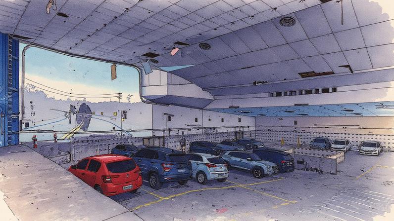 Exibição da videoinstalação 'Paissandu Drive In' em um estacionamento no antigo cinema do centro de São Paulo (Foto: Reprodução)