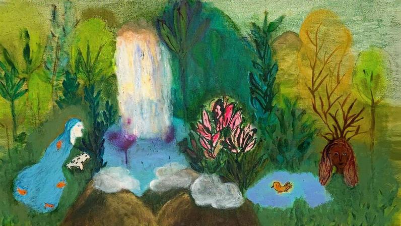 Obra 'A Invenção da Natureza', de Katia Canton, na exposição 'O Bosque e a Palavra', de 2023, que explora a psicanálise através dos contos de fadas (Foto: Reprodução)