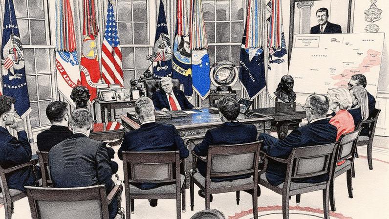 Trump se encontra com vários líderes da UE e Zelenskiy no Salão Oval na segunda-feira. (Foto: Reprodução)