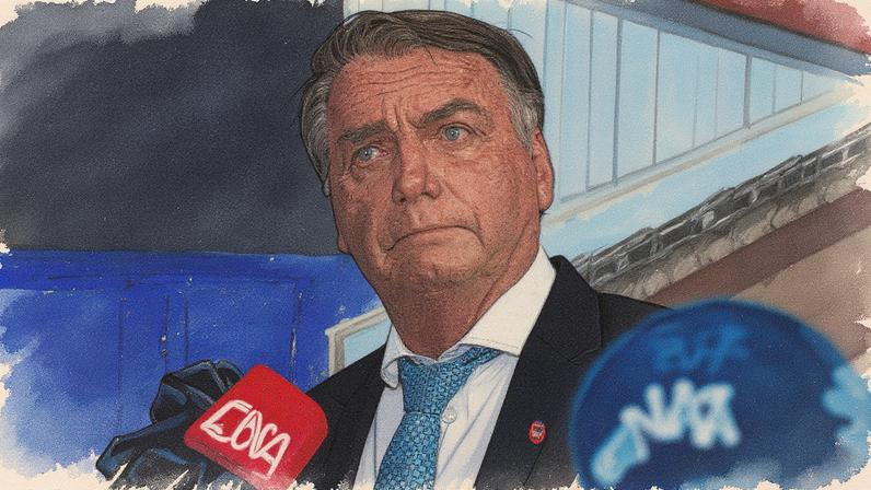 Deputado federal licenciado Eduardo Bolsonaro (PL-SP) e seu pai, o ex-presidente Jair Bolsonaro — Foto: Fotos de Saul Loeb/AFP e Brenno Carvalho/O Globo