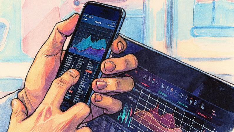 Painel de cotações e gráfico no celular (Foto: Shutterstock)